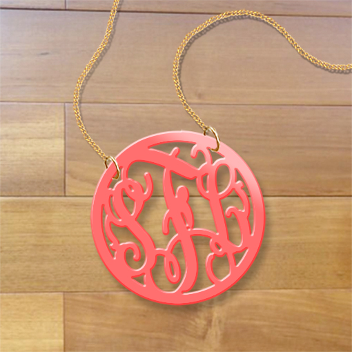 Monogram Necklace Acrylic Initials Personalized Necklace