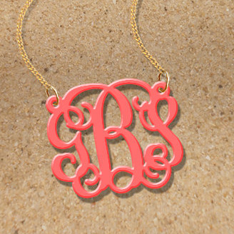 Monogram Necklace Acrylic Initials Personalized Necklace